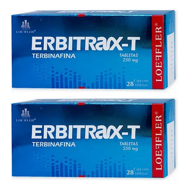 Erbitrax Terbinafina 2 Cajas Con 28 Tab C/caja Total 56 Tab