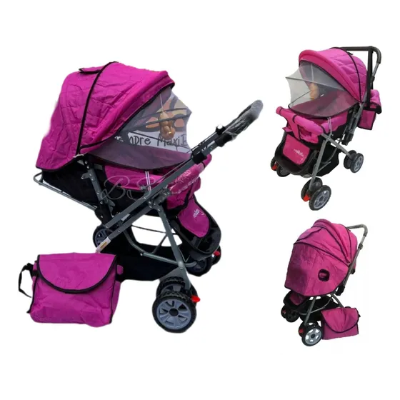 Coche Bebe Reversible+ Pañalera+cubrepie+ Toldillo+ Musical