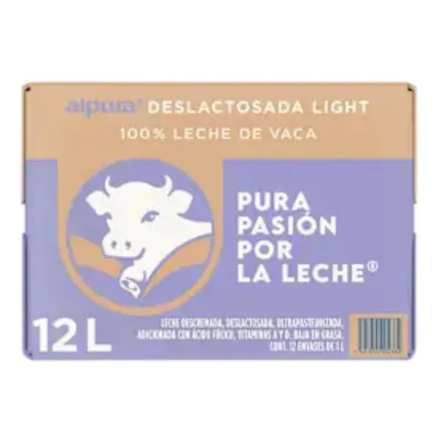 Caja De Leche Alpura Deslactosada Light 12 Unidades De 1L