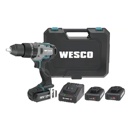 Furadeira Impacto A Bateria Wesco Brushless Com 2 Baterias Cor Preto