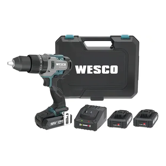 Furadeira Impacto A Bateria Wesco Brushless Com 2 Baterias Cor Preto