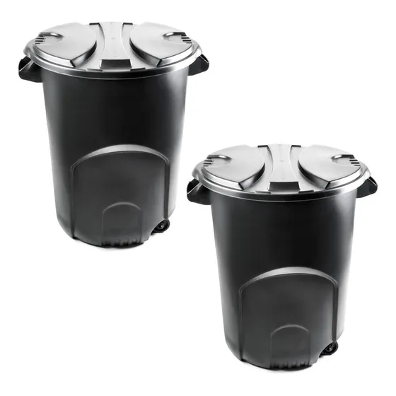 Kit x2 Canecas Tanque Grande 120L con Tapa, Manijas y Ruedas – 240L Totales, Polipropileno Reciclado, Resistentes y Fáciles de Transportar