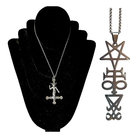 Collar Dije Acero Inoxi Sigil Lucifer Y Baphomet Cll1410a