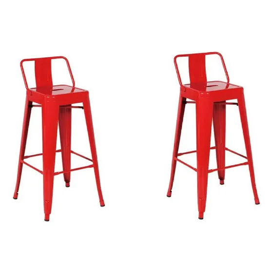 Taburete Tolix Pack 2 Unidades En Metal Con Respaldo