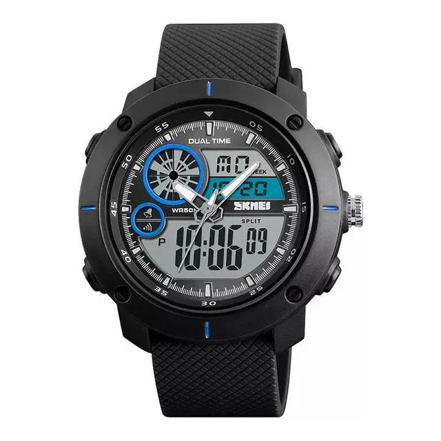 Reloj Analógico Digital  Skmei 1361  Negro / Azul Hora Doble