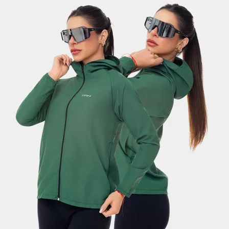 Jaqueta Corta Vento Casual Academia Corrida Trilha Feminina Verde Gg
