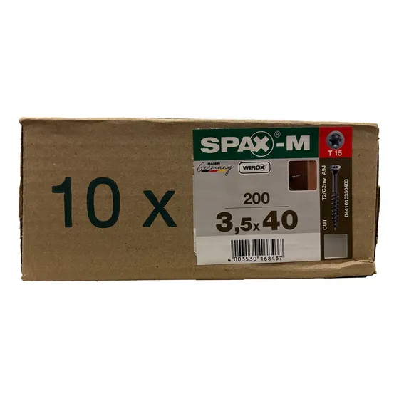10 Cajas Spax-m 3.5 X 40 Para Mdf (2000 Piezas En Total)