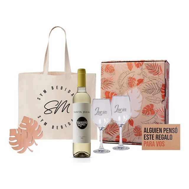 Box Vino Santa Julia Tardio Copas Transparentes Kroft