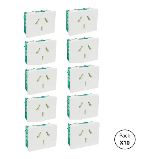 Modulo Toma Combinado C/tierra 10a Blanco Pack X10u Cambre