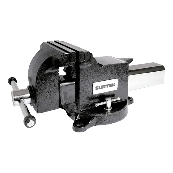 Morsa de banco Surtek 107030 color negro con base giratoria y mordaza de 25.4cm de apertura x 25.4cm de ancho