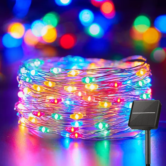 Luzes De Corda Solares Ip65 22m 200leds Luzes De Fada 8modos