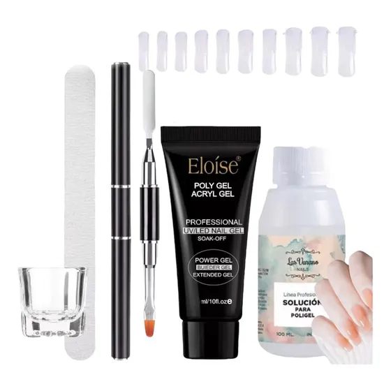 Kit Completo X6 Polygel 30ml Pincel Solucion Capsulas Dual 