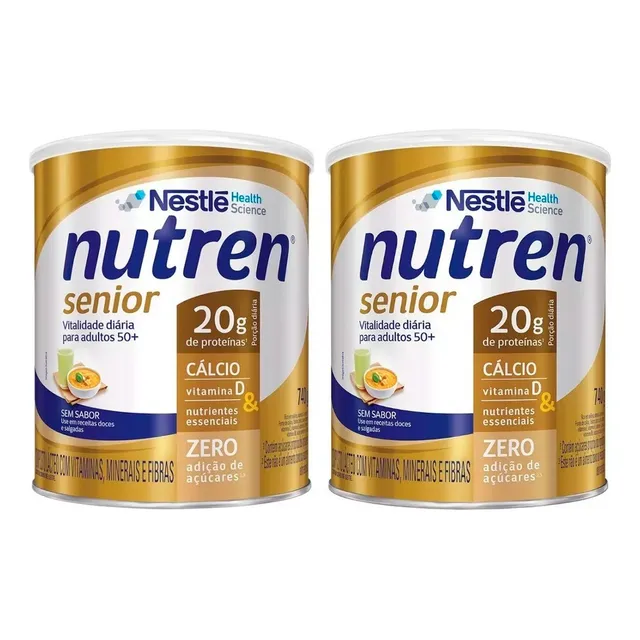 Kit 2x Lata Nestle Nutren Senior 740g Sem Sabor C/2un