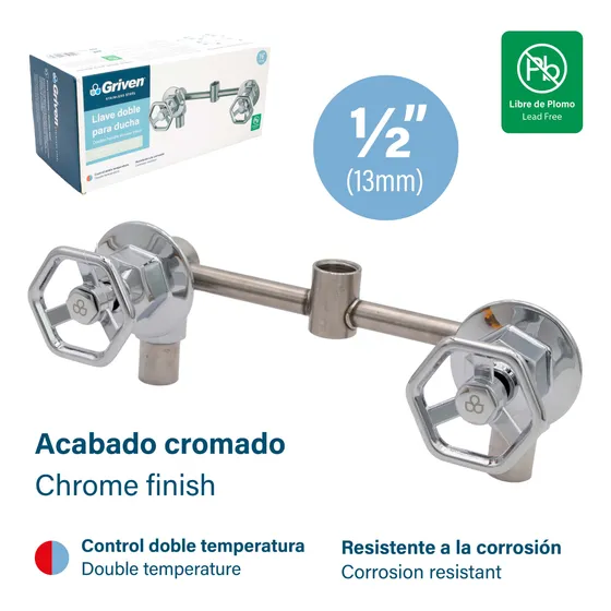 Grupo De Ducha Cromado Manilla Hexagonal Griven
