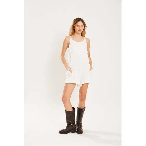 Mono Corto Musculosa Algodón Texturado Mujer Off White Koxis
