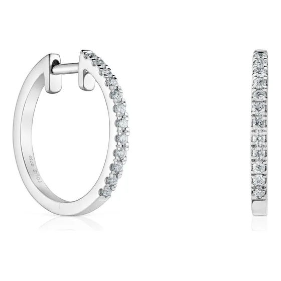 Aros De Oro Blanco Con Diamantes 12,5 Mm Les Classiques