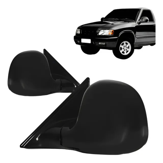 Par Retrovisor S10 1995 1996 97 98 1999 2000 Fixo Preto Liso
