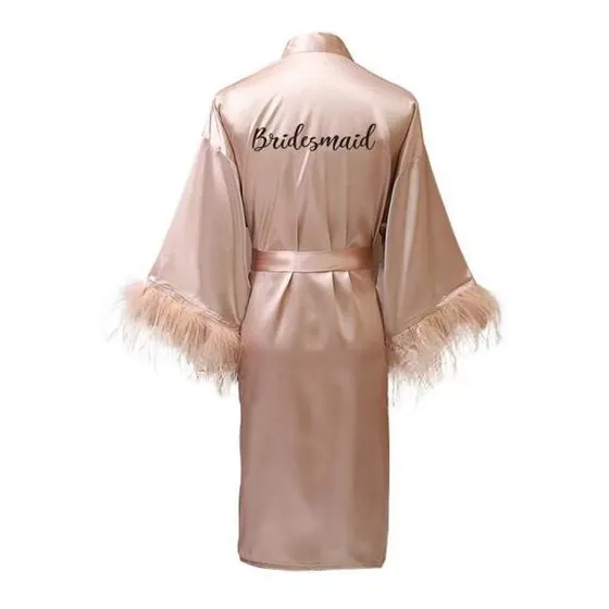 Bata De Boda Tipo Kimono Blanca Para Novia, Dama De Honor, T