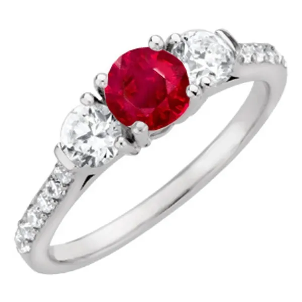Anillo Tres Piedras. Rubí 100% Natural Rojo Oro Plata 18k