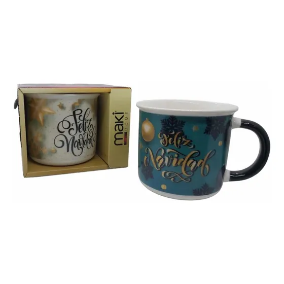 Taza-tarro Makiporcelana Navideño Mensaje Feliz Navidad 10oz