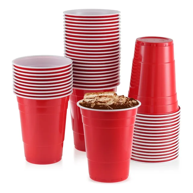 50 Vasos Plasticos Vaso Desechable Grande Rojos Fiesta 473ml