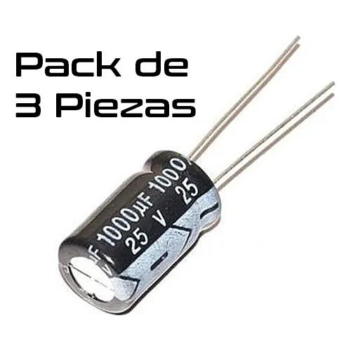 Condensador 1000uf 25v 1000x25 Filtro Capacitor - Pack De 3