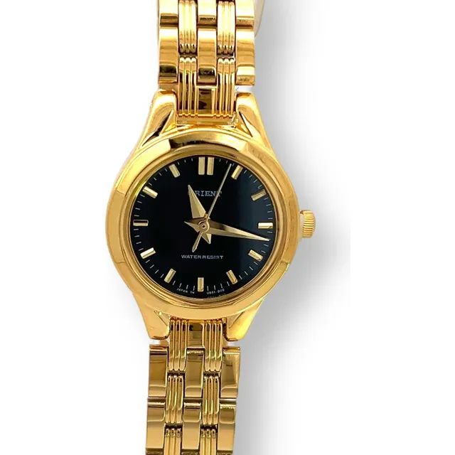 Reloj Orient Aub61001b2 Cuarzo Dorado/negro De Dama