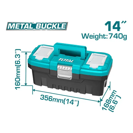 Caja Herramienta 14 Plastica Cierre Metalico Total tpbx014 Color Turquesa