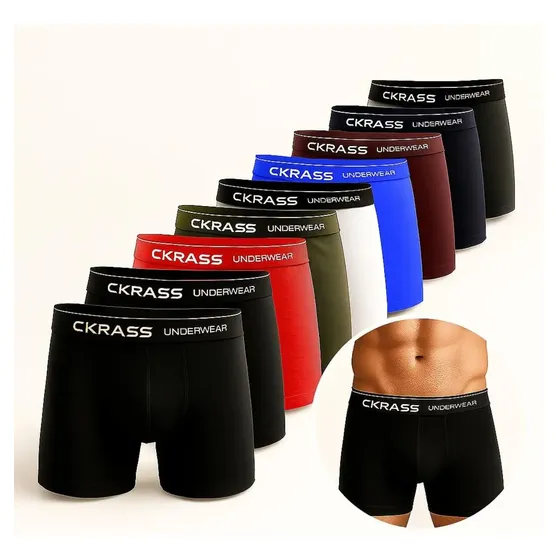 Kit Com 10 Cuecas Boxer Microfibra Masculino Original Lycra
