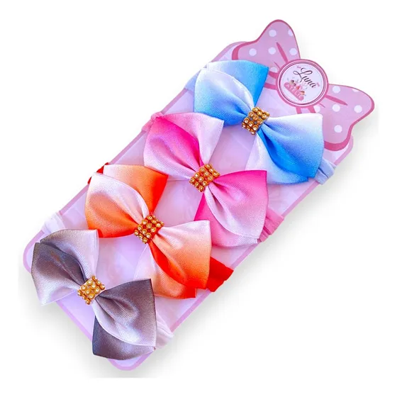 Kit 4 Lacinhos De Bebê Cabelo Tiarinhas Tye + Brinde 9333