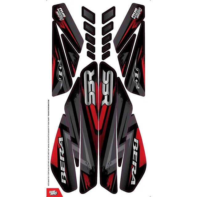 Kit Graficos Calcomania Custom Rojo Para Moto Bera Sbr