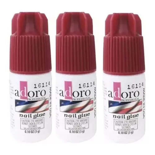 Kit 3 Pegante Adoro Para Uñas Postizas Americano