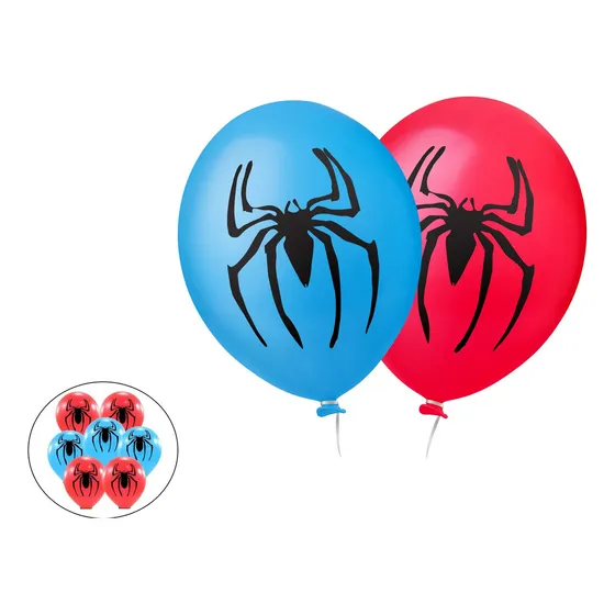 25 Balão Bexiga Homem Aranha Happy Day Nº 11 cor Vermelho azul