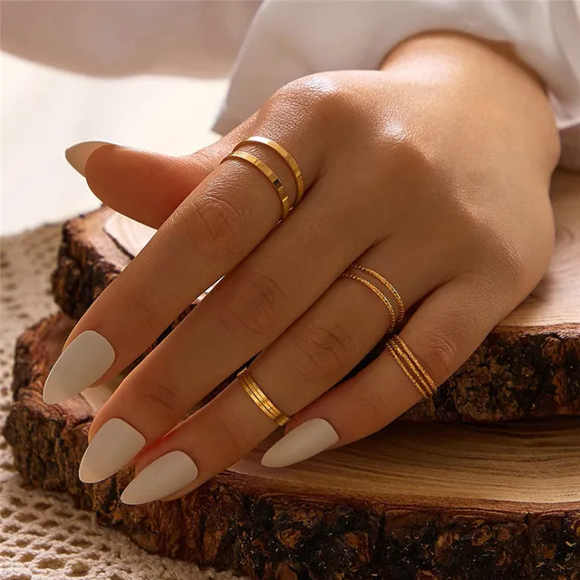 Juego De Anillos De Plata Acrílicos Bohemios De 10 Piezas