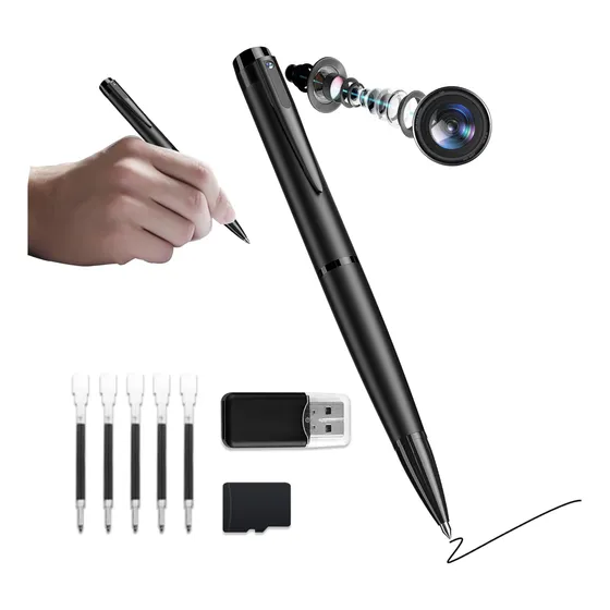 Lápiz Cámara Corporal Hd 1080p Mini Vigilancia Negro 64 Gb Negro