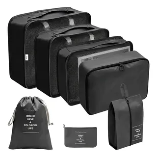 Kit Organizador Mala Viagem Bolsa 7pç Impermeåvel Necessaire Kit Organizador Mala Viagem Bolsa 7pç Impermeåvel Necessaire