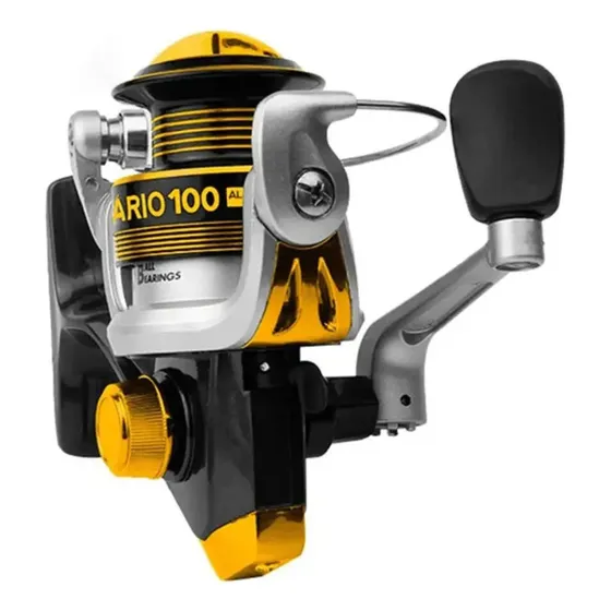 Molinete Canário 100 Alumínio 3 Rolamentos Ultra Light Dourado Albatroz Lado da Manivela Direito Esquerdo