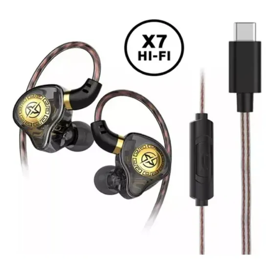 Audifonos Tipo C Monitor Qkz X7, Para Samsung, Honor, iPhone