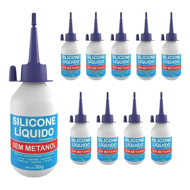 Cola Silicone Líquido 50g Artesanato Tecido Perola 10un