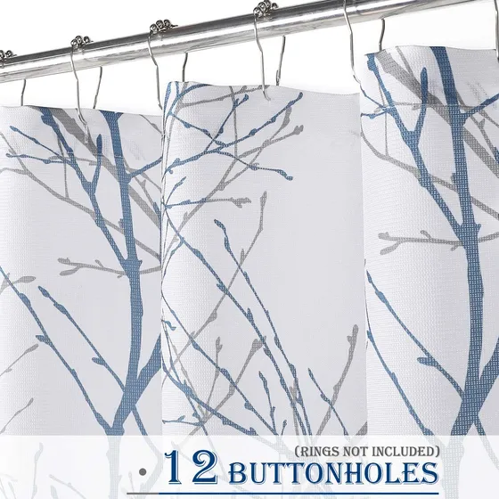 Fmfunctex Cortina Ducha Blanca Azul Para Baño 72 72  Al Agua