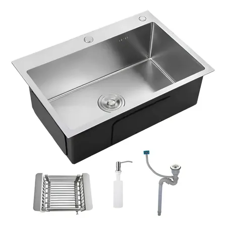 Cuba Pia Gourmet 60x45 Inox Escovado Quadrada C/ Acessórios Inox Escovado