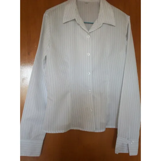Camisa Blanca Con Rayas Intermitentes Color Azul Para Damas