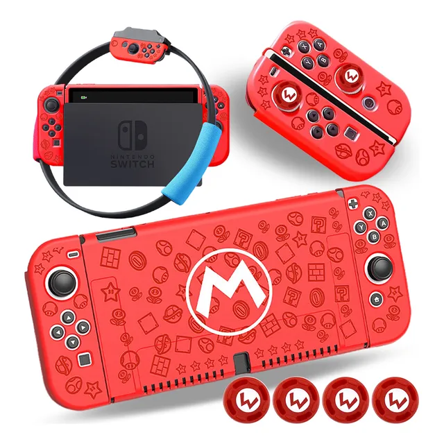 Funda Protector Para Nintendo Switch Mario Con Gomas Joycon