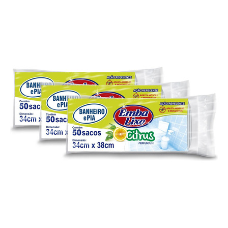 Saco De Lixo Banheiro Pia Perfumado Citrus Repelente 150 Un Cor Branco Saco De Lixo Banheiro Pia Perfumado Citrus Repelente 150 Un Cor Branco