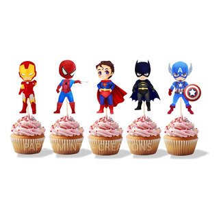 40 Cake Toppers Cupcake Super Heroes Fiesta Cumpleaños 40 Cake Toppers Cupcake Super Heroes Fiesta Cumpleaños
