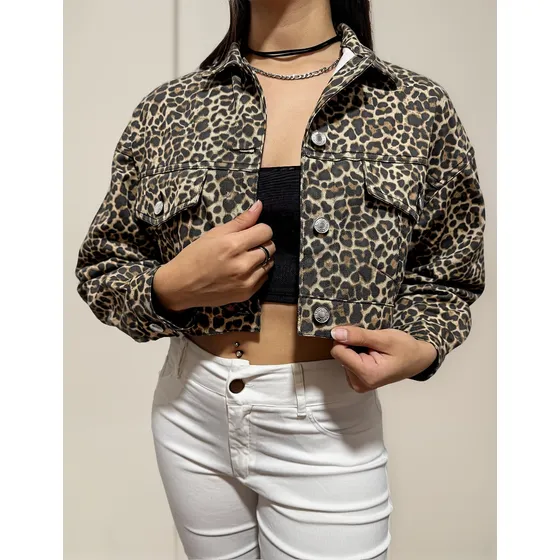Campera Animal Print Mujer Soluna Moda Corta