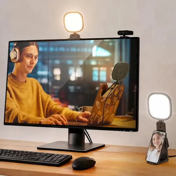 Painel de Iluminação Ring Light Lention F08 USB com Luz Difusa para Monitor e Laptop