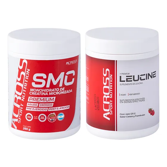 Kit Potencia Across Suplemento Creatina 25og Y Leucina 125g