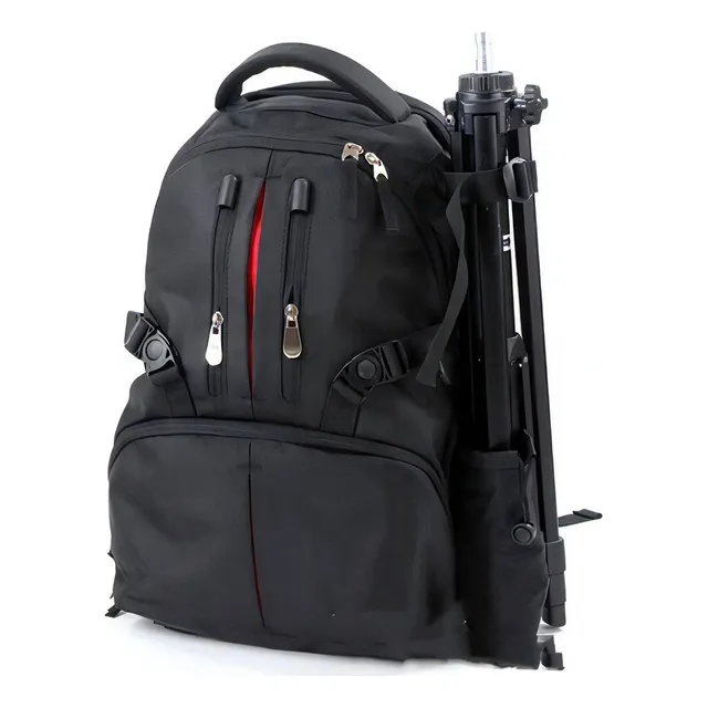 Mochila Para Laptop Y Cámara Fotográfica Premium Negro/rojo