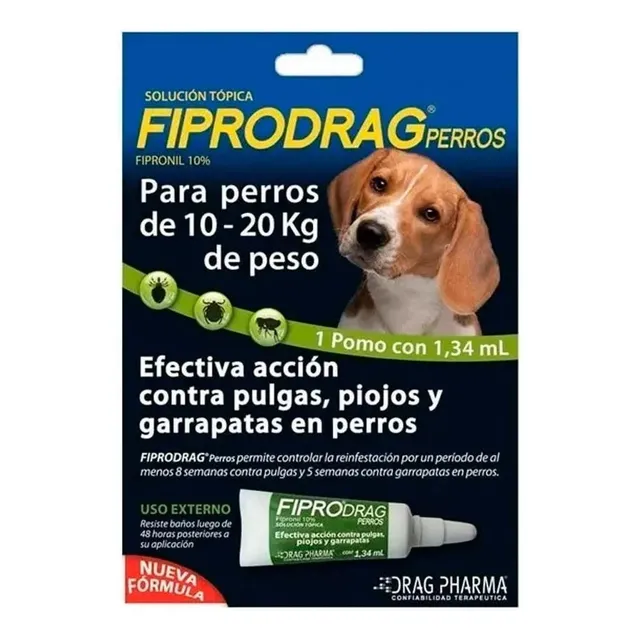 Pipeta Fiprodrag Antipulga Perros De 10 A 20 Kg 1.4 Ml